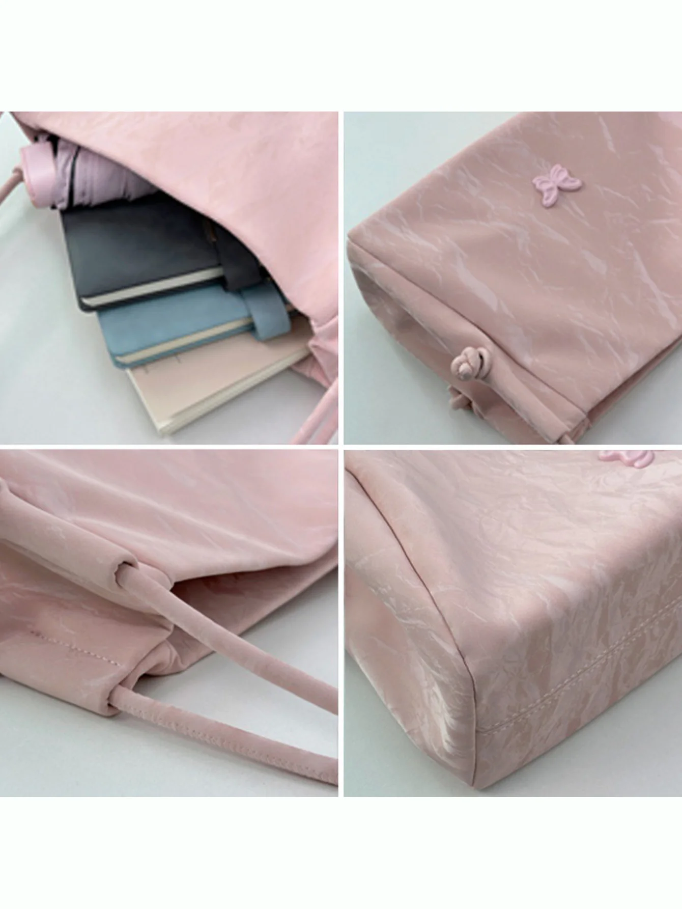 Large Capacity Pink Butterfly Tote Bag for Women 2024 New Student Class Sweet Commuting One Shoulder Handheld Underarm Bag