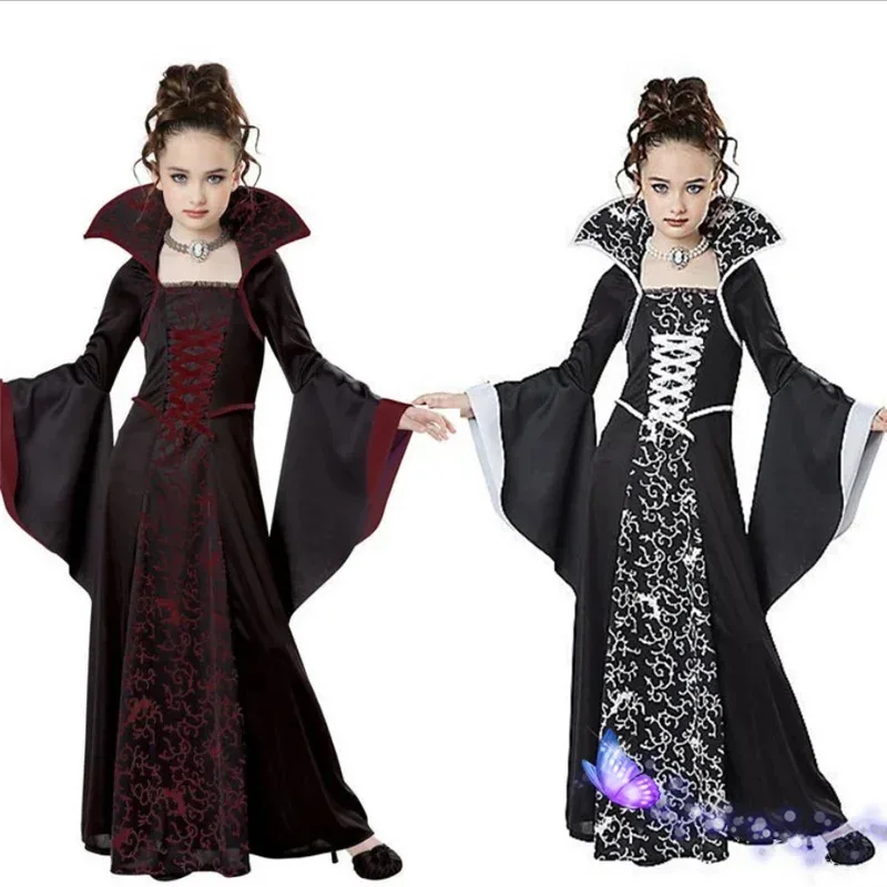 Scarlet Witch Halloween Costume For Kids Girls Vampire Cosplay Costume Disfraz Halloween Mujer Child Clothes For Party
