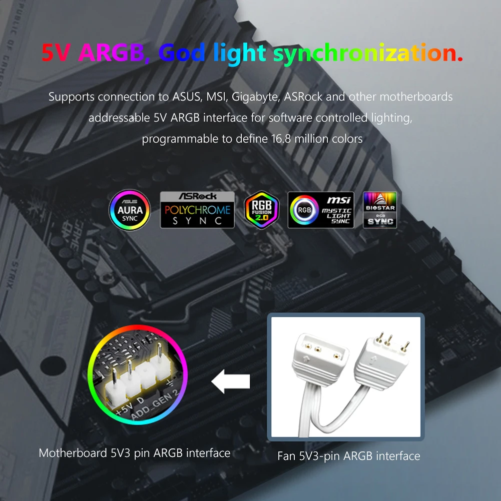 Кулер COOLMOON для ПК, 120 мм, 5 В, 3 контакта