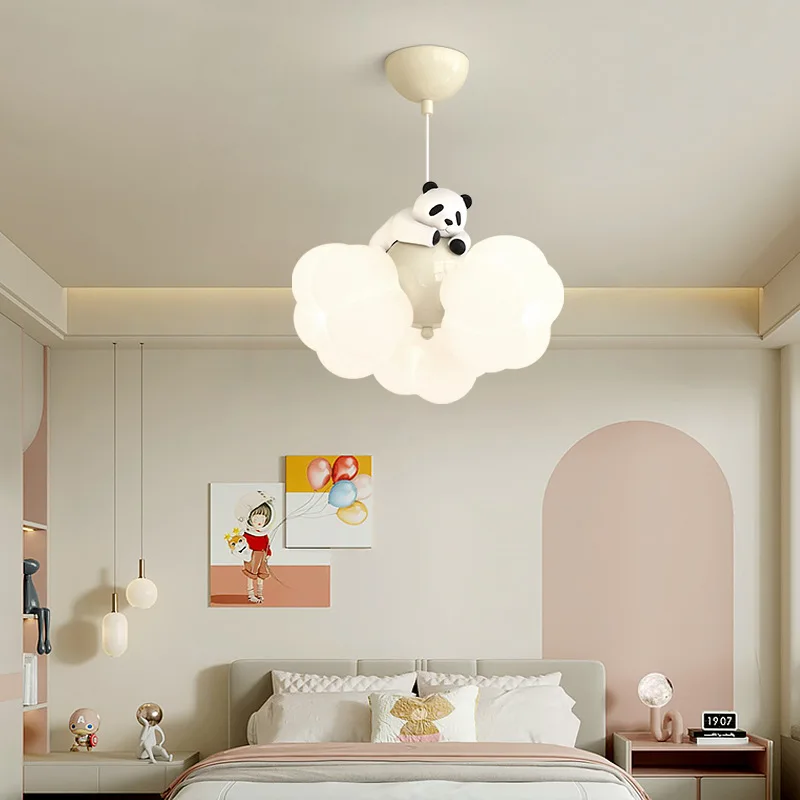 Cream wind bedroom light cartoon cloud children's room light creative and simple red panda warm eye protection second