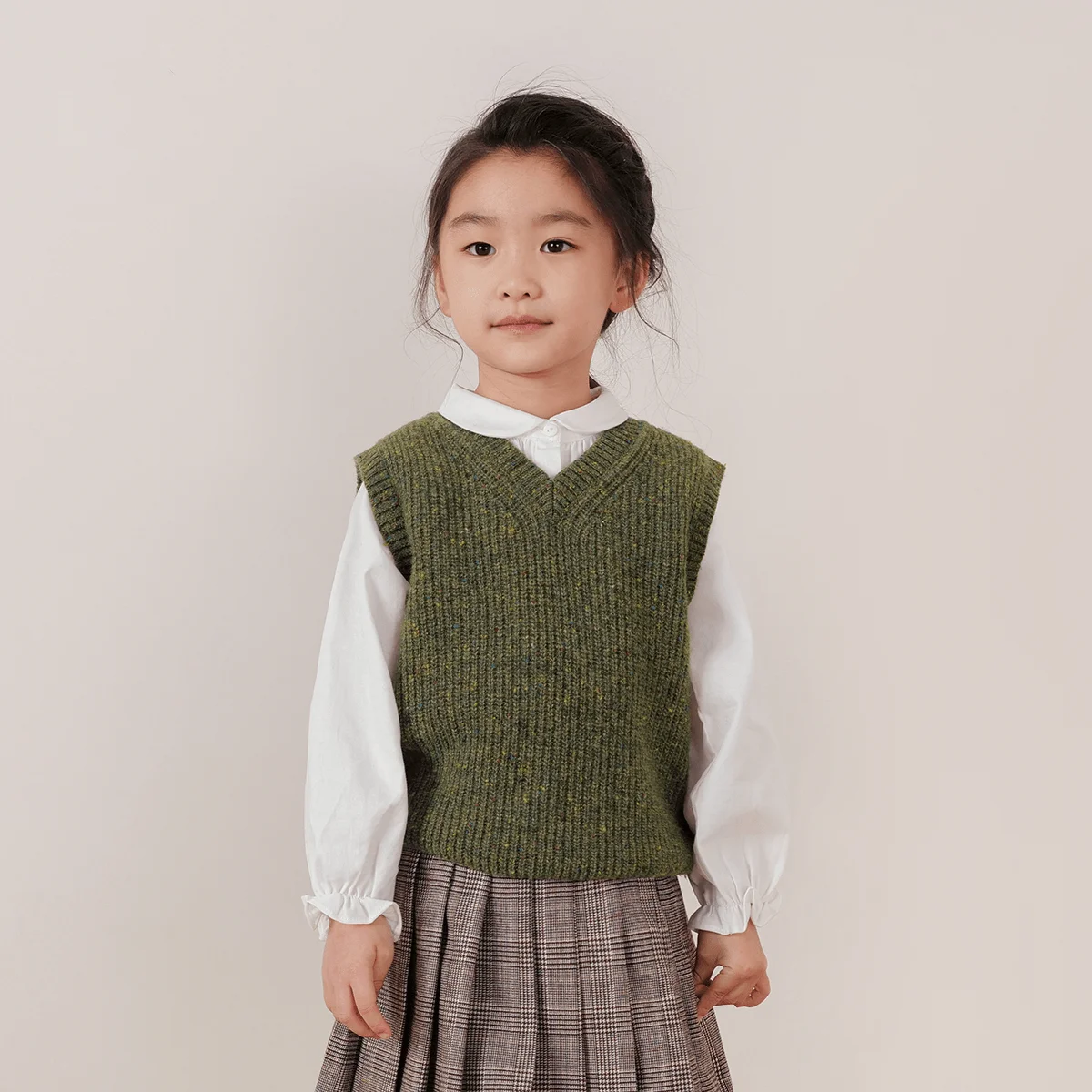 

MARC&JANIE Girls Spring Autumn Wool Nep Yarn Knitted Sweater Vest 221656 French Series