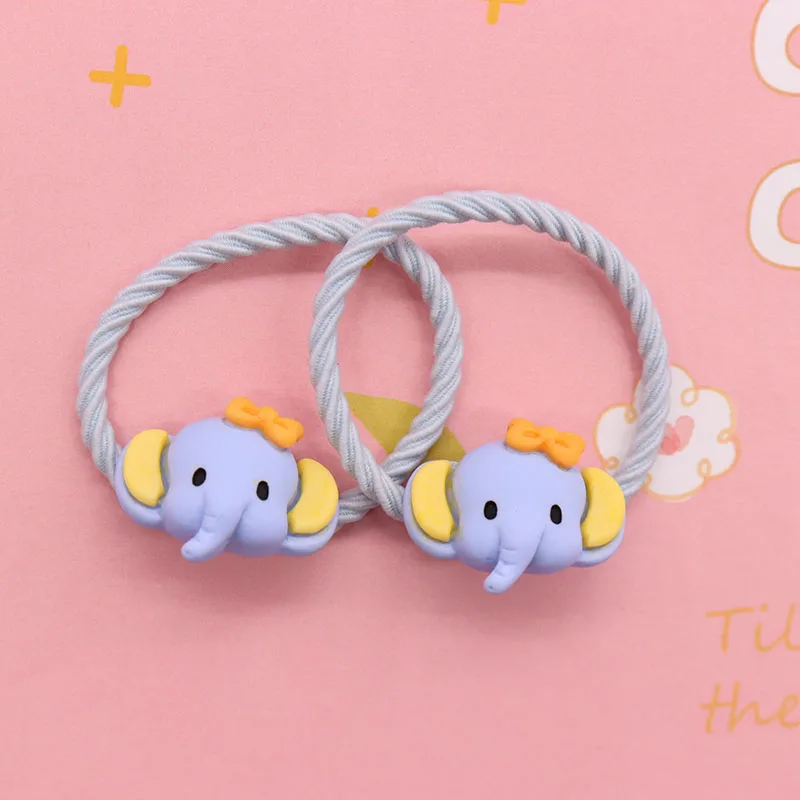 14Pcs Cartoon Animal Elephant Rabbit Dog Cat Resin Hair Rubber Bands Children's Headwear Scrunchie For Girl Hair Accessories