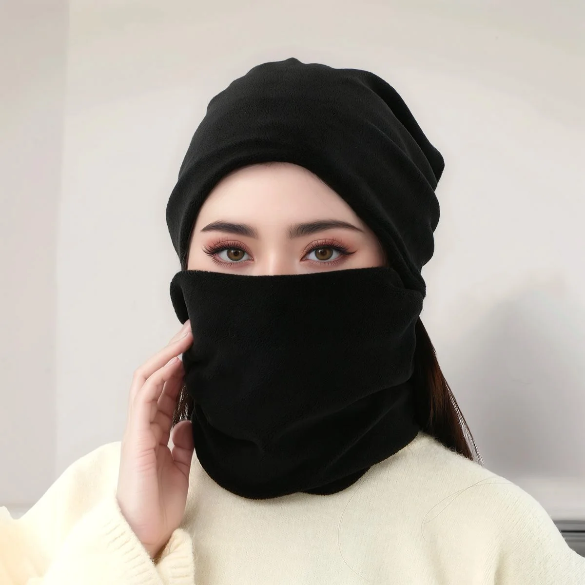 الشتاء الدائري المخملية الرقبة أدفأ ثنائي الغرض قبعة وشاح منديل للرجال النساء الاحترار وشاح للرقبة البلوز حماية 25*22 سنتيمتر #4