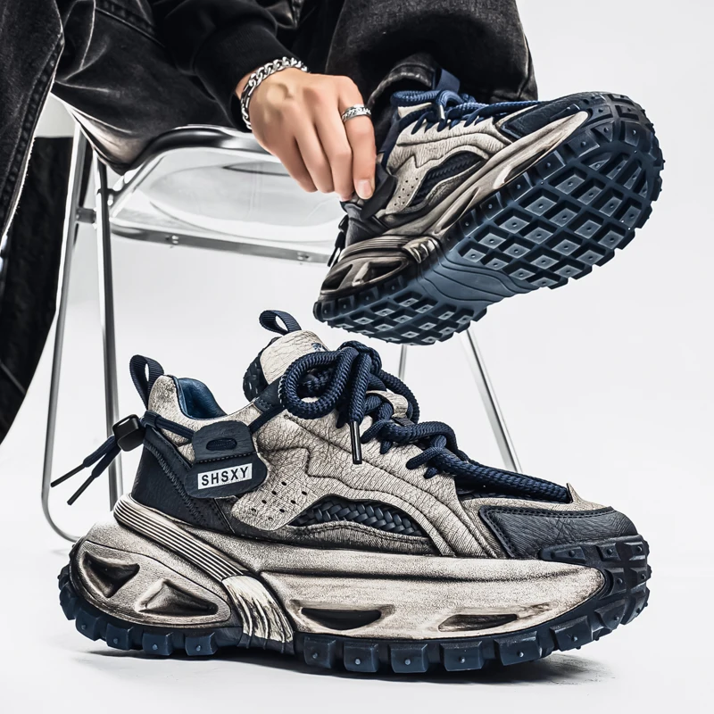 الرجال الشباب سميكة سوليد الرجعية القذرة الإطارات القديمة أبي الأحذية 2025 الخريف الاتجاه الارتفاع زيادة مريحة أحذية رياضية رجالية #3