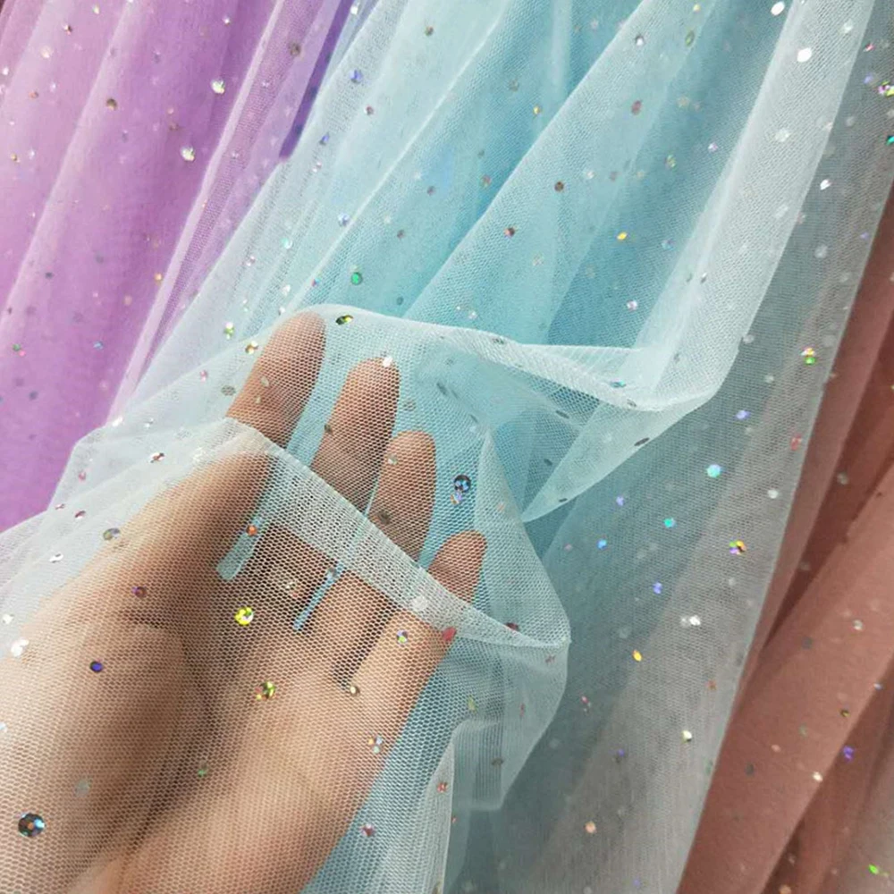 100cm X 145cm Shiny Dot Mesh Tulle Fabric Doll Beautiful Wedding Dress Costume Decoration Material DIY Clothes Sewing Supplies