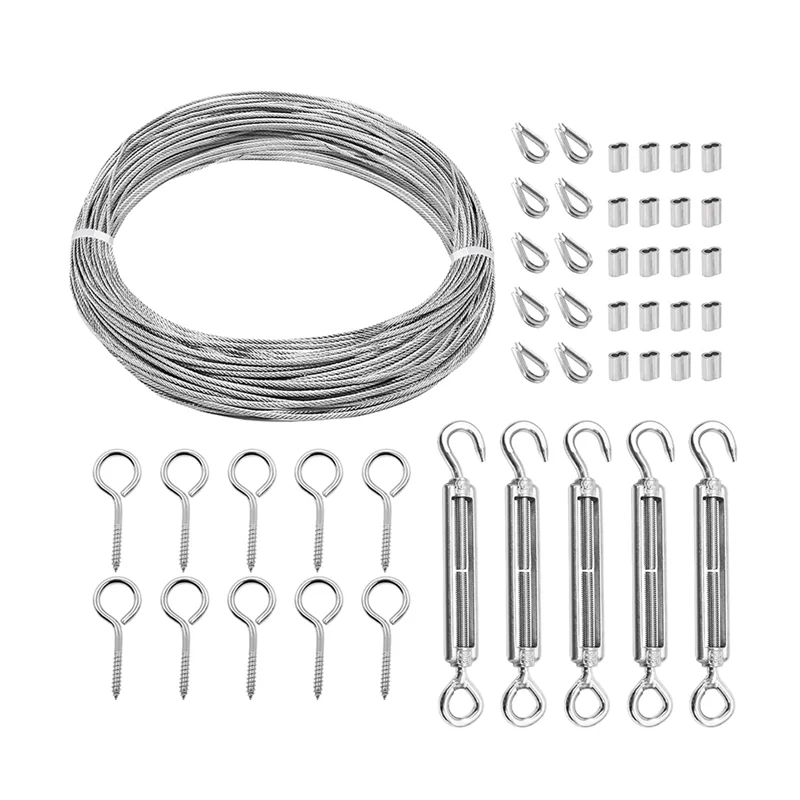 1/16Inch Turnbuckle Wire Tensioner Kit Heavy Turnbuckle Cable Railing Kit 115Ft Wire Rope Hook and Eye Turnbuckle Kit