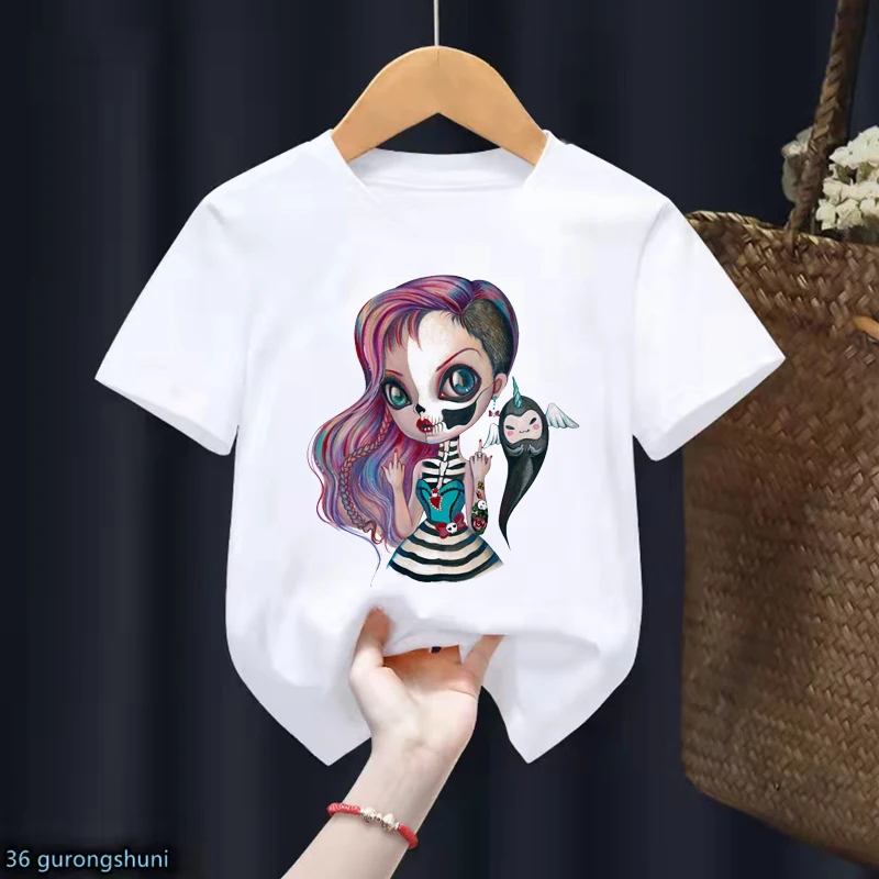 Kawaii Watercolor Angel Print T-Shirt Girls Clothes Love Funny Tshirt Summer Fashion Short Sleeve T Shirt Harajuku Shirt Tops