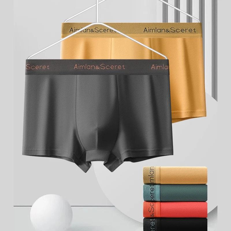 

1pcs Men Boxer Short Four-corner Shorts Teenager Knitted Sport Breathable Pure Color Mid-waist Panties Male Large Size Underwear