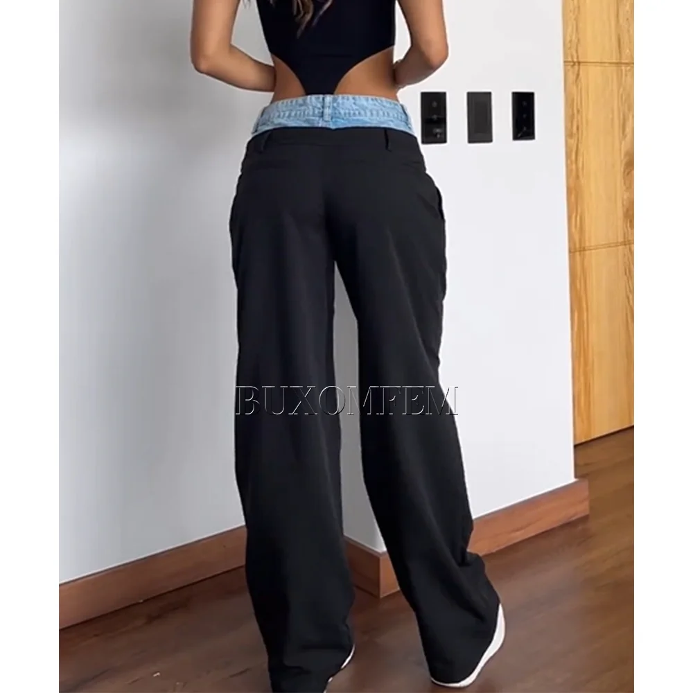 Unique Retro Baggy Suit Pants Full Length Straight Pants Outwear New Female Cool Style Pantalones de Mujer Women\'s New Bottoms