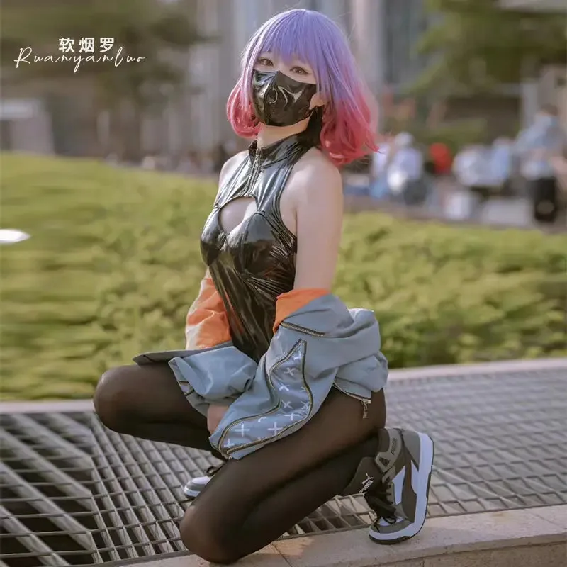 az15Soft Smoke Luo Lacquer Leather Fun 란제리 섹시한 원피스 지퍼 스냅 오픈 가랑이 무료 Cos 롤 플레잉 드레스 048