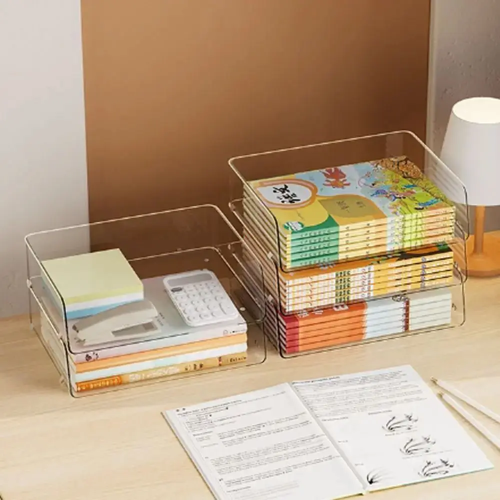 Stackable Brochure Holder Large Capacity Simple A4 Document Paper Organizer Reusable Anti-slip Slot Desktop Document Rack Menu
