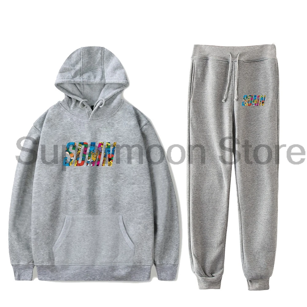 Sidemen Merch SDMN-Sweat à Capuche et Pantalon de Jogging pour Homme et Femme, Ensemble Deux Pièces avec Logo PVD et Pantalon de Survêtement