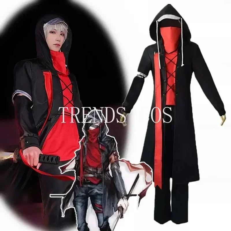 arknights-avenger-cosplay-costume-manteau-rouge-manches-courtes-pantalon-tenues-halloween-reid-jeu-comic-con