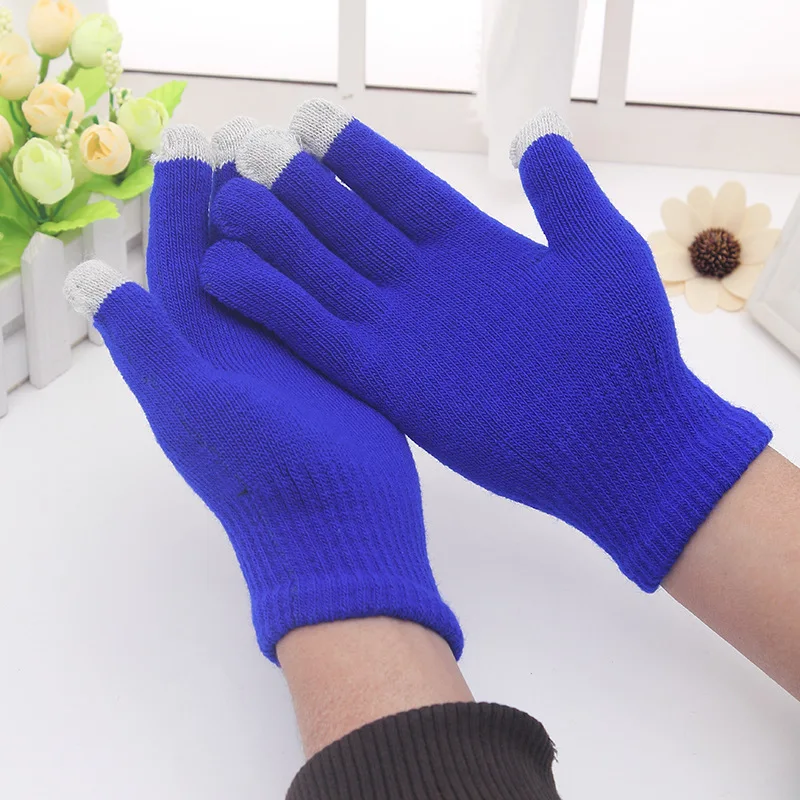 Winter Touch Screen Gloves women Men Warm Stretch Knit Mittens Thick Wool Full Finger Crochet Luvas Outdoor Cycling Glove