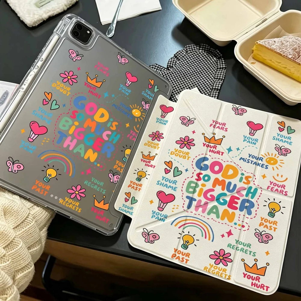 Cute Colorful Faith Doodles For Samsung Galaxy Tab A8 A9 A11 S6 S7 S8 S9 S10 FE Plus Lite Protective With Pen Slot Tablet Case