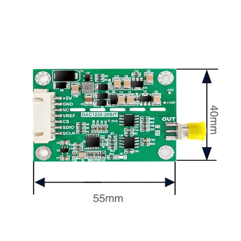 DAC1220 Digital‑to‑Analog Converter Module, High‑Precision 20‑Bit DAC, ±10V Voltage Output Range, High Resolution