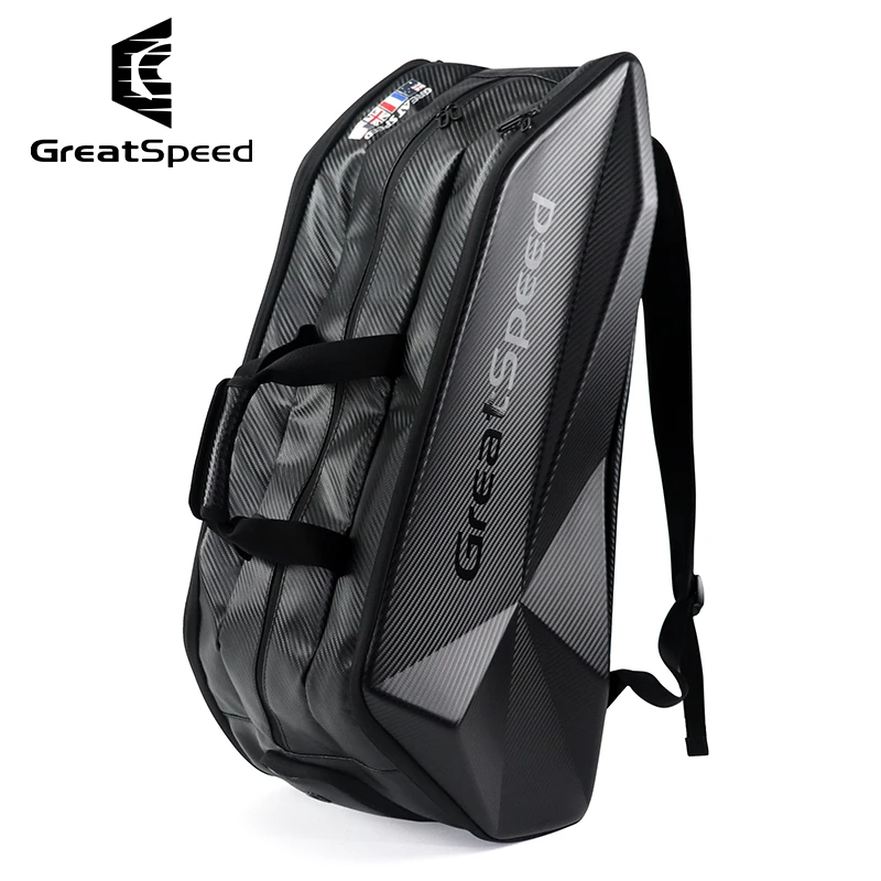 

Greatspeed Four Grand Slams 6-Pack Hardshell Tennis Badminton Bag Shoulder Strap Crossbody Independent Shoe Compartment Sports G