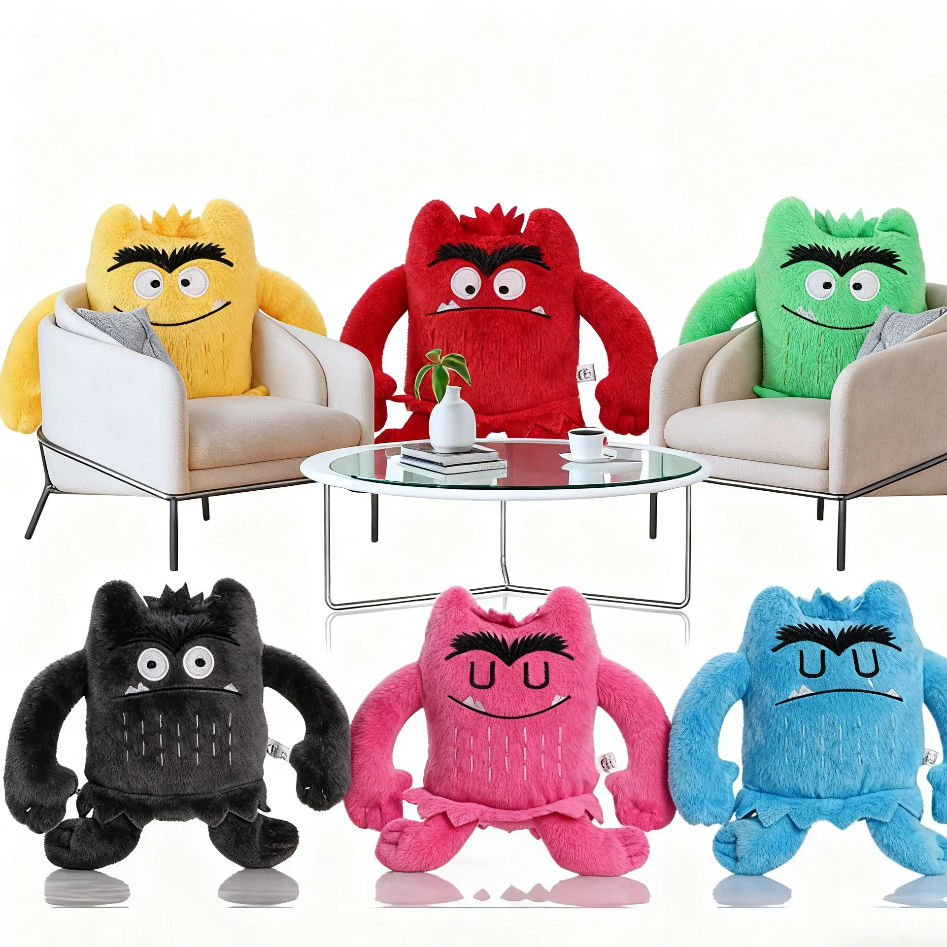 

Уютная мягкая подушка-монстр с эмоциями, милый забавный подарок для дома, гостиной, декора, кровати, дивана, нескользящее дно, можно стирать в машине