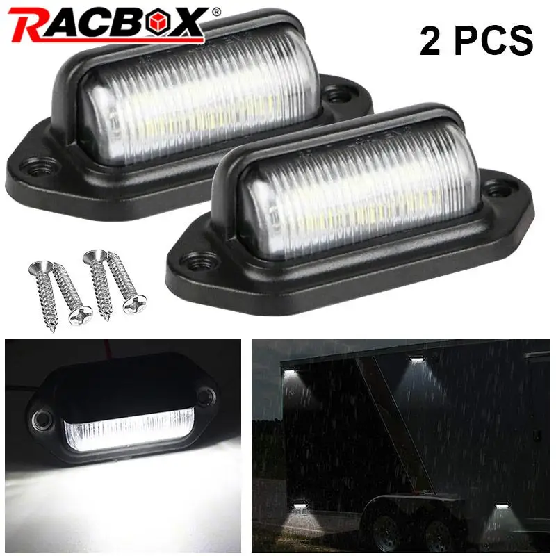 6led Car License Plate Light 12V 24V Side Rear Light Step Safety Door Lamp White For Truck Trailer Tractor Lorry Bus Pickup Boat