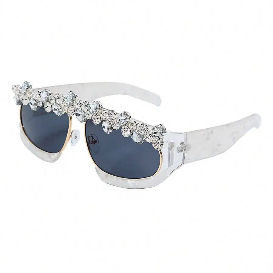 

Large Frame Handmade Rhinestone Inlaid Cat Eye Retro Fashion Sunglasses