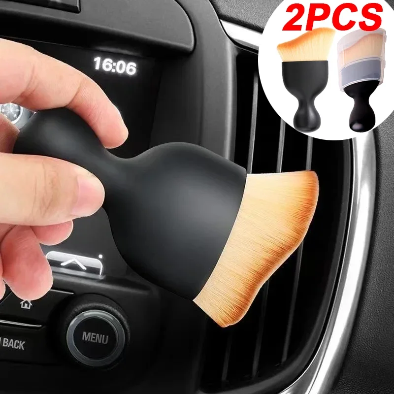 Car Interior Cleaning Brushes, Air Outlet Cleaning, Center Console Clean Tool, Soft Brush with Shell, Car Crevice Dust Removal