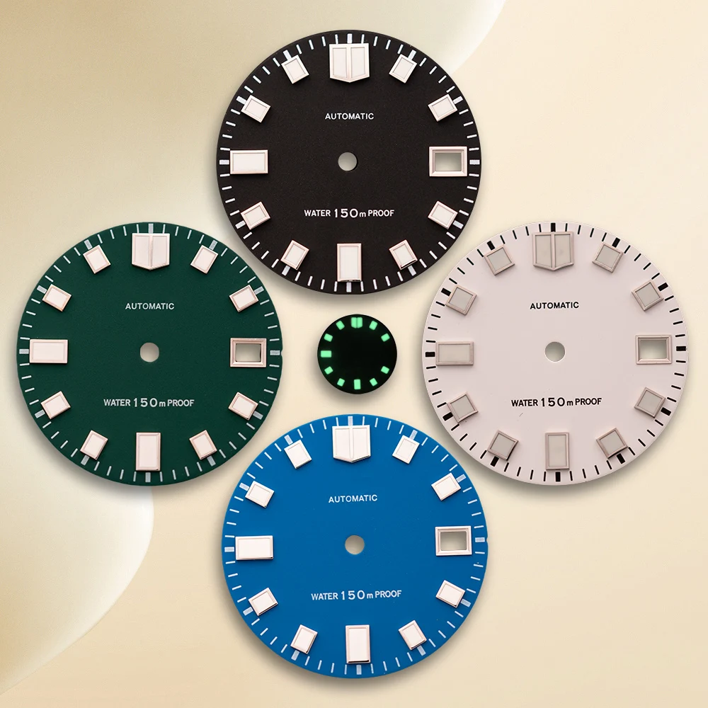 28,5 mm S-Logo NH35 Zifferblatt Taucherzifferblatt geeignet für NH35/NH36/4R/7S Uhrwerk C3 grün leuchtende Uhr Modifikationszubehör