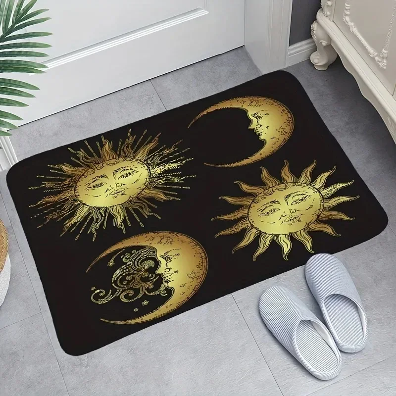 1pc Non Slip Black Printed Floor Mat- Absorbent Rug for Home Kitchen, Bathroom Doorway Indoor Outdoor Use - Home Decor Essential