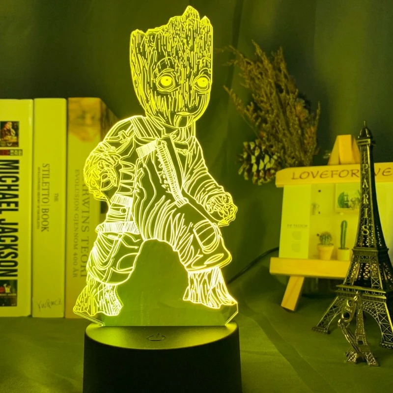 Marvel Avengers Groot anime cartoon cute glowing acrylic stand creative bedroom atmosphere night light desktop ornament gift