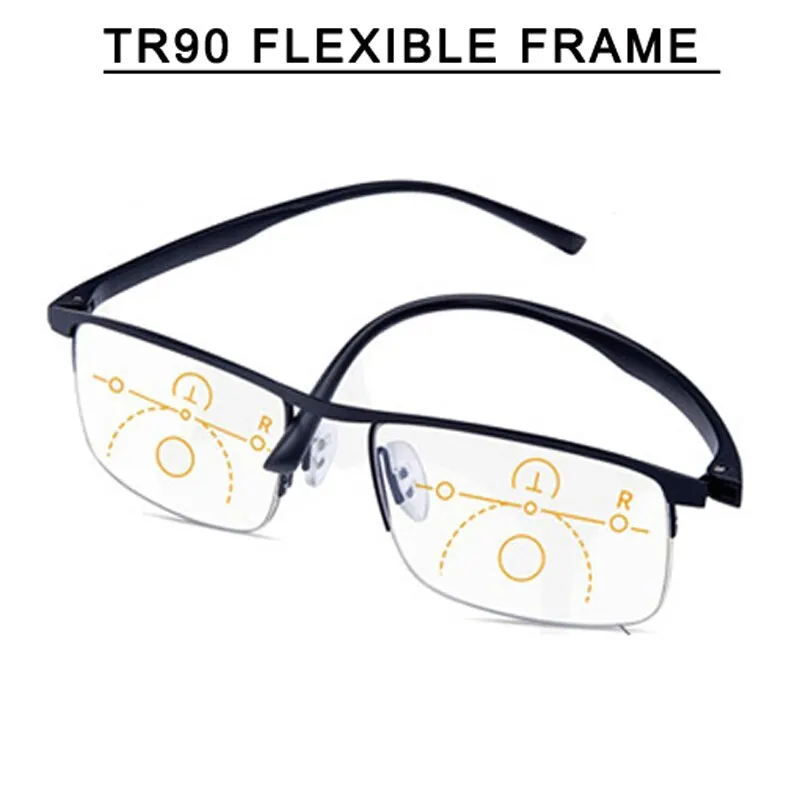 Multifocal Progressive Reading Glasses for Business Office Computer Eyeglasses with Anti Blue Light Presbyopic Lens Eyewears