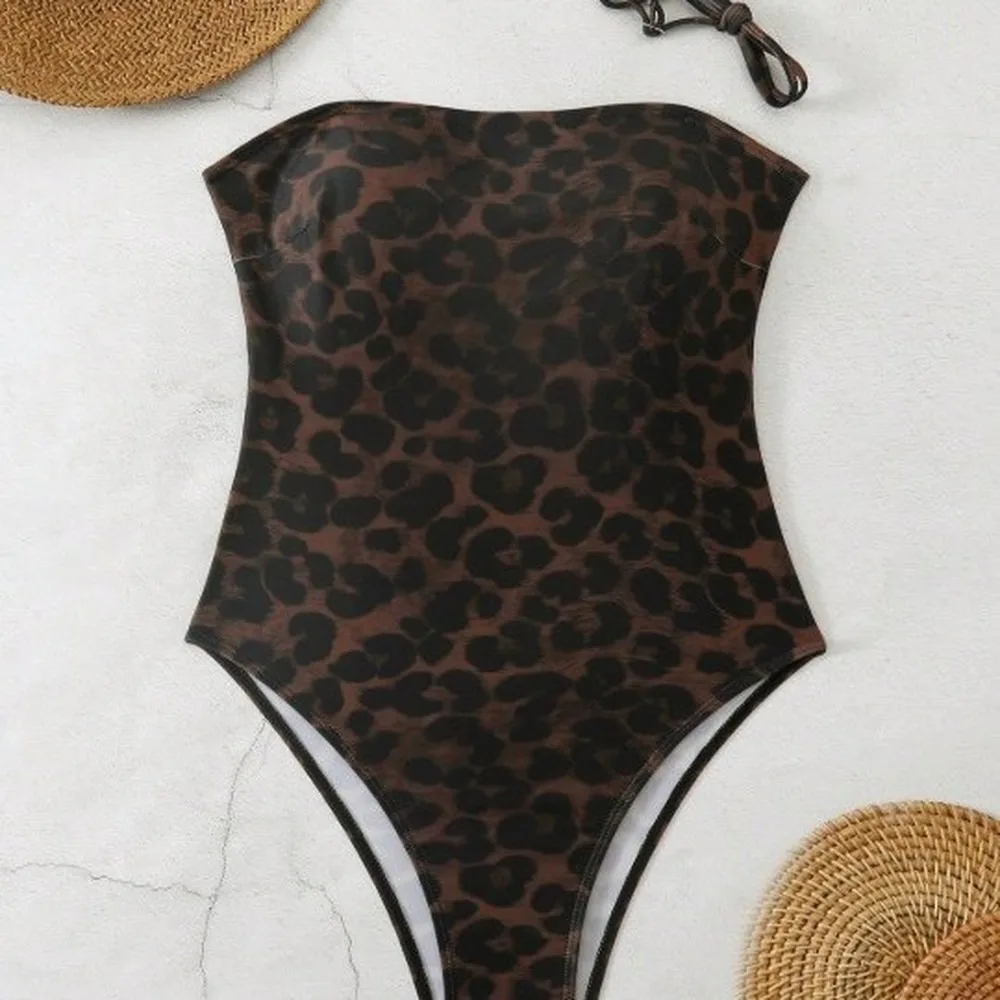 Sexy Leopard Print Women's Push-Up Plunge One Piece Swimsuit | Slimming Tummy Control Beach Bodysuit Summer Vacation Brazilian O