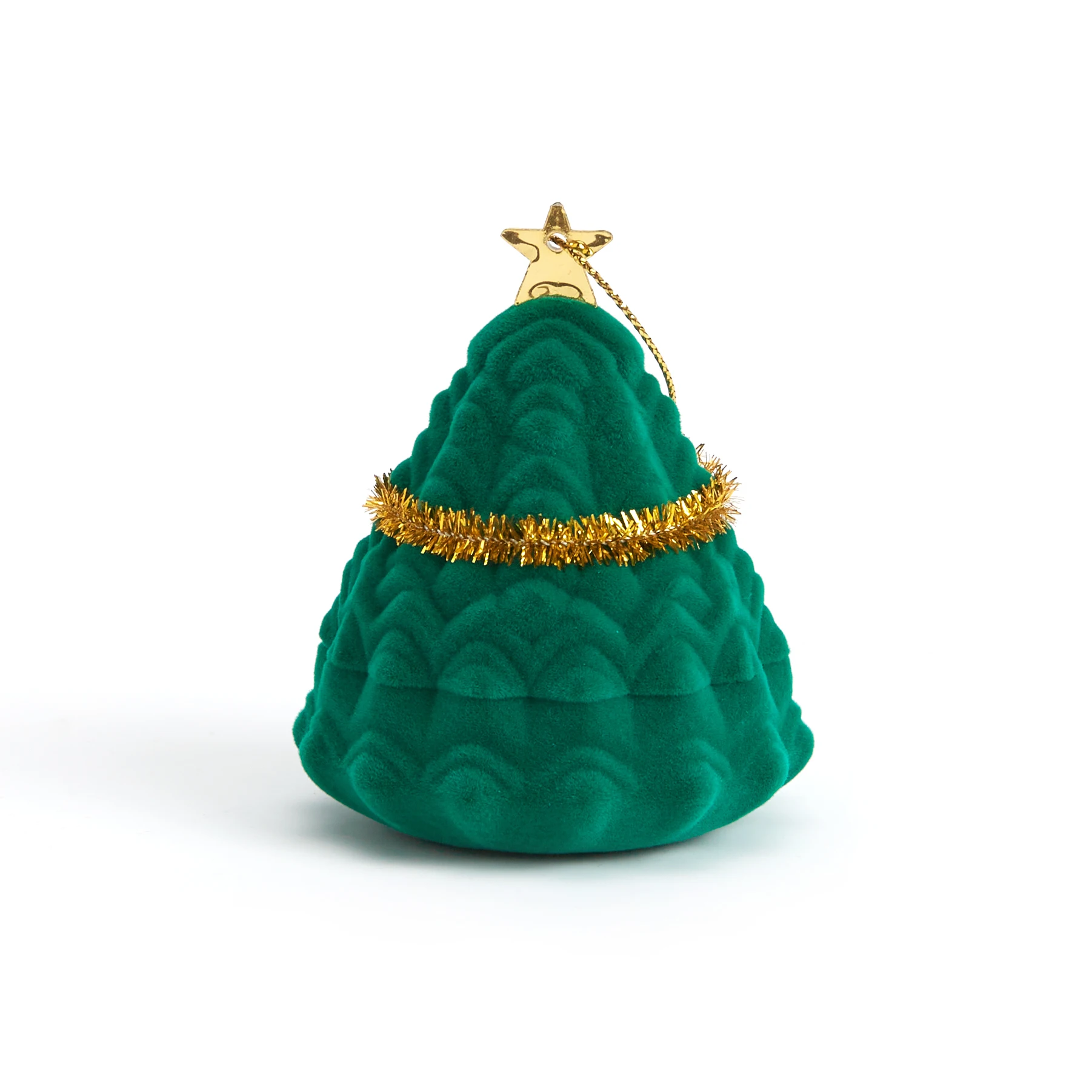 

Green Christmas Tree Jewelry Box 2024 Populor Delicate Flocking Box for Ring Pin Necklace New Year Christmas Party Gift