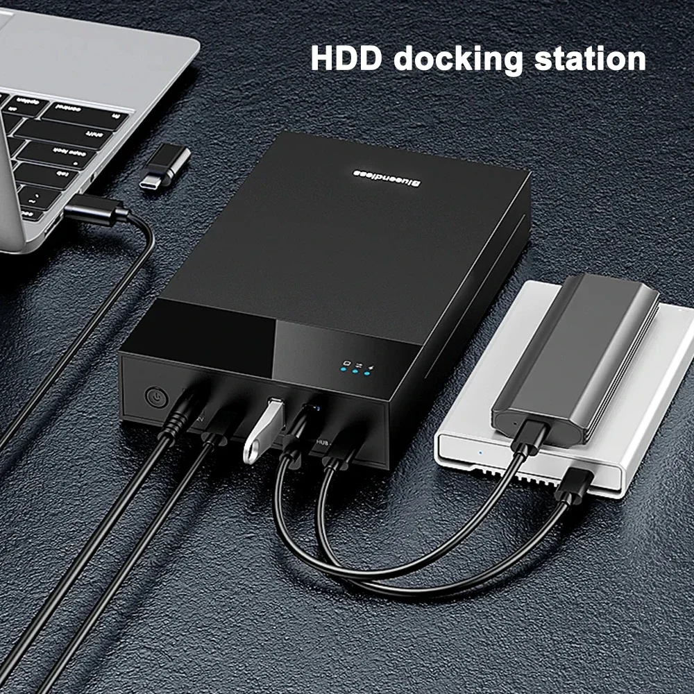 USB 3.0 20TB SATA Enclosure Hard Drive Docking Station USB Ports External Hard Drive Box for 3.5 2.5 Inch SATA SSD HDD Case