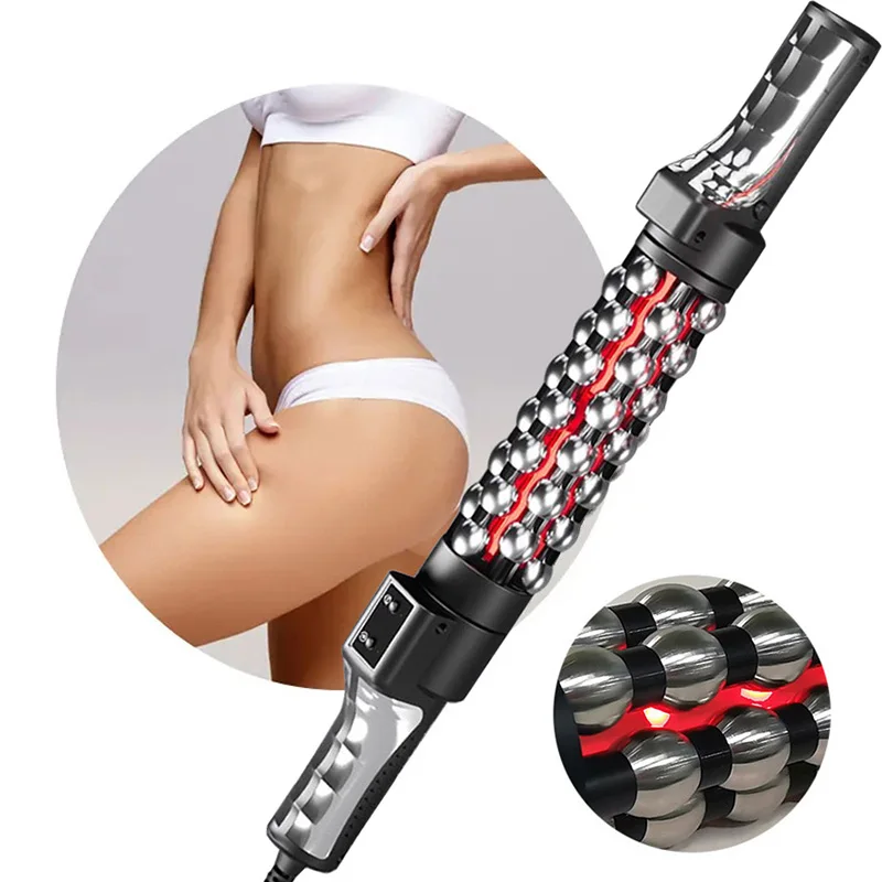 Relaxed Red Light Heated Massage Device 360 Rotating Inner Ball Muscle Relaxation Massage Roller For Whole Body Anti Cellulite