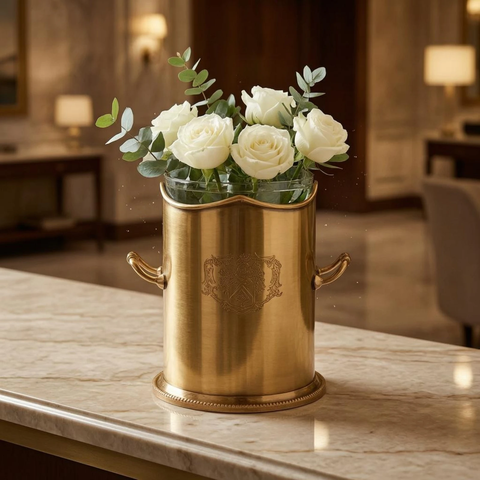 Gold-toned Embossed Home Accent Decorative Brass Ornament Textured Finish Art Piece for Coffee Table - view 3
