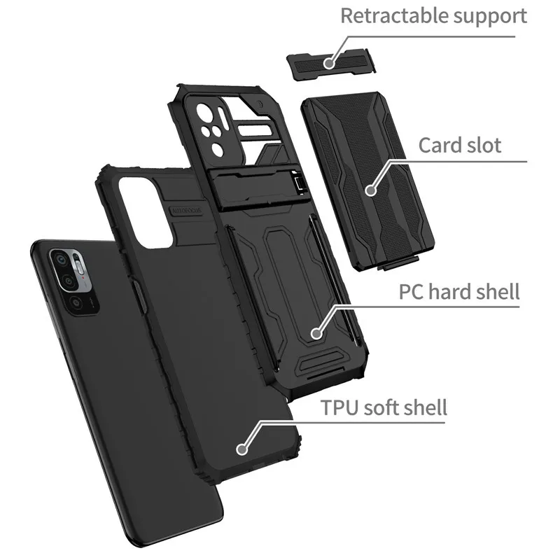 Armor Shockproof Case For Xiaomi Redmi Note 10 10T 5G 10S Wallet Card Slot Holder Stand Cover For Redmi Redmy Note10 Pro Max