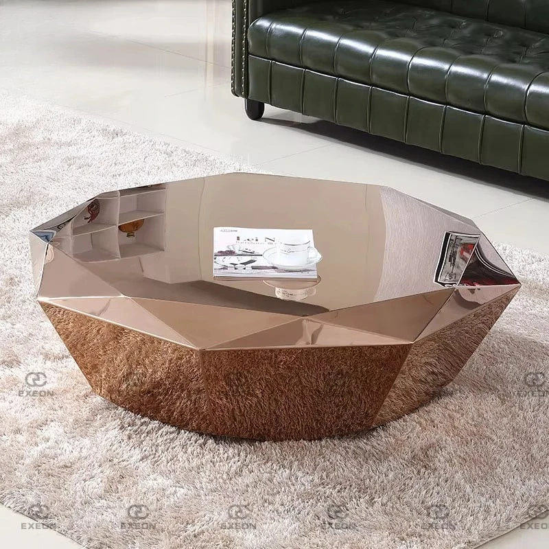 

Modern luxury metal coffee table with top diamond stainless steel living room furniture coffee table