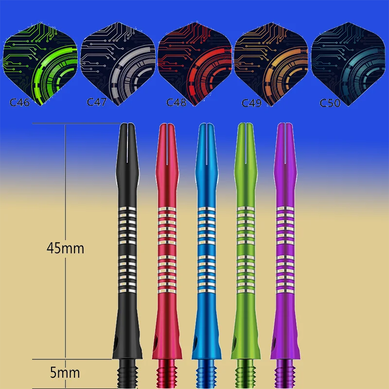 Dart Accessories Professional Soft Darts 2ba Aluminum Rod 45mm Ten Coils with 6pcs Exquisite PVC Dart Flying Dart Wings