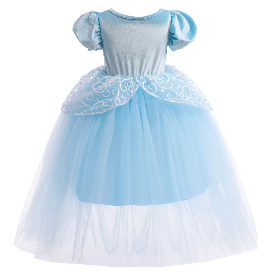 Girl Cinderella Dress for Kid Girl Halloween Princess Cosplay Velvet Ball Gowns Clothing Mesh TUTU Floral Costume 2-10T