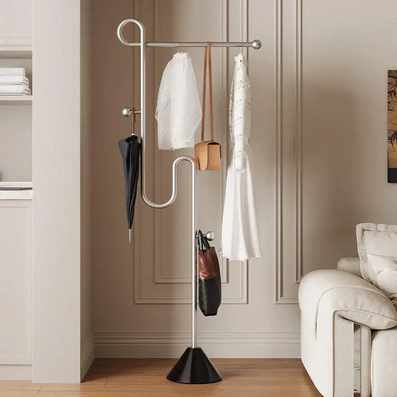Perchero de Ropa de Acero Inoxidable para Interiores, Colgador de Piso, Diseño que Ahorra Espacio, Perchero Metálico de Lujo, Ganchos para Ropa, Muebles para el Hogar