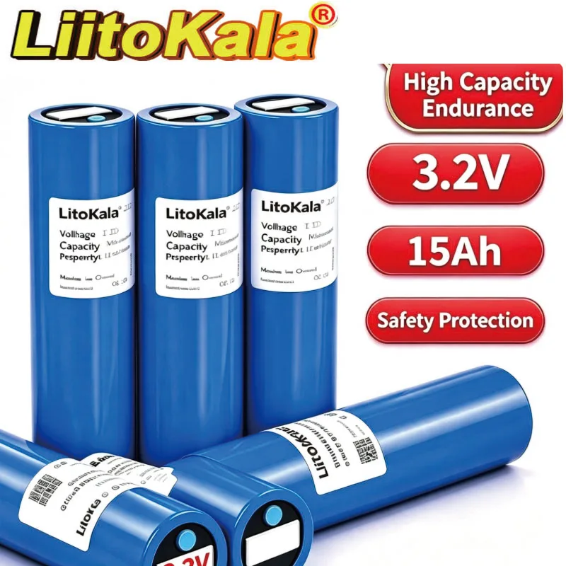 LiitoKala 3.2V 15Ah Lithium Iron Phosphate Battery Deep Cycle Rechargeable for Golf Cart Solar Energy Storage