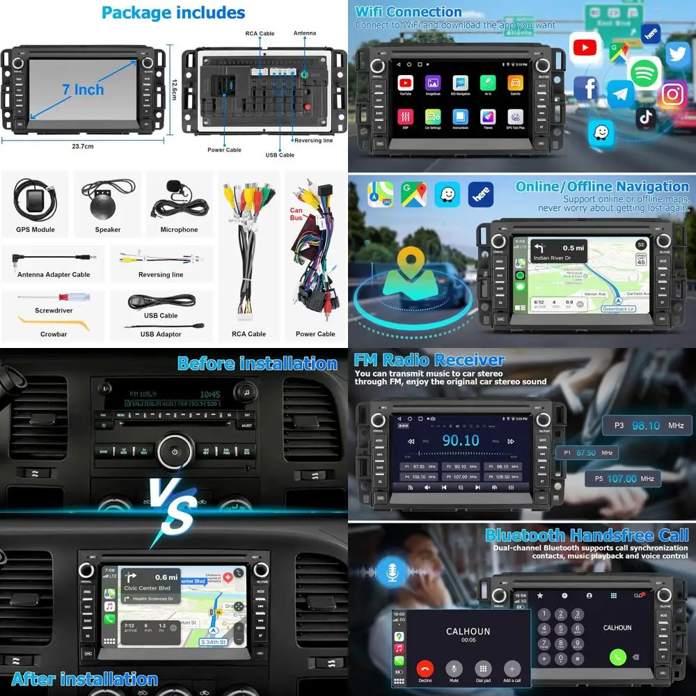 

Автомобильная стереосистема для Chevrolet Buick GMC Sierra Yukon Chevy Silverado Tahoe с беспроводным Carplay Andriod Auto Bluetooth GPS Navigatio