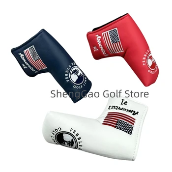 PU couro Golf Putter Cover, encerramento padrão de pinho, Club Blade Protector, 1pc