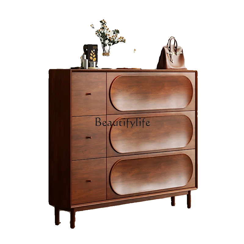 

Medieval style tipping bucket shoe cabinet ultra-thin 24cm household door retro entrance cabinet