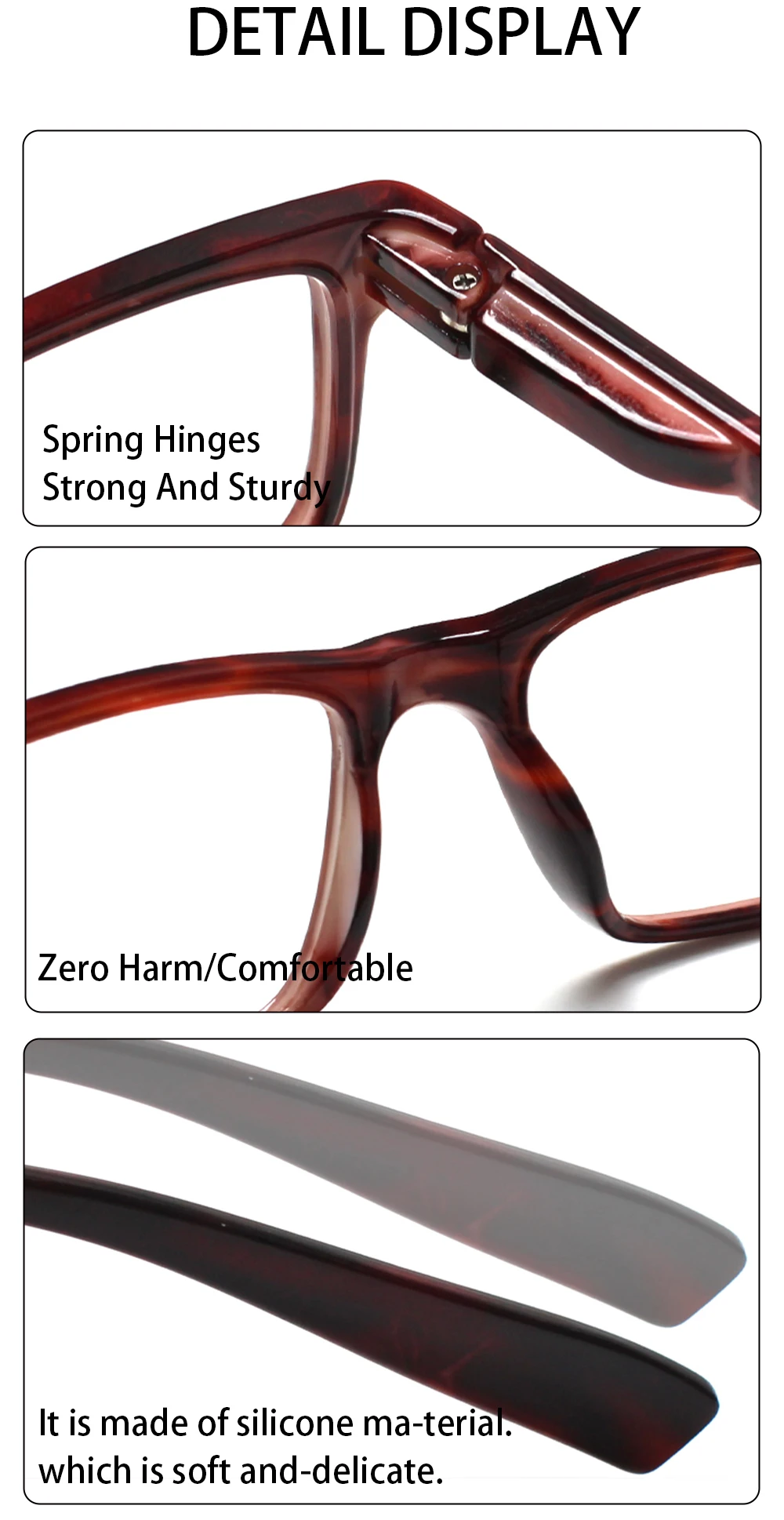 Turezing 5 Pack New Reading Glasses Men Women with Rectangular Frame Spring Hinge Optical Clear Magnifier HD Presbyopia Reader