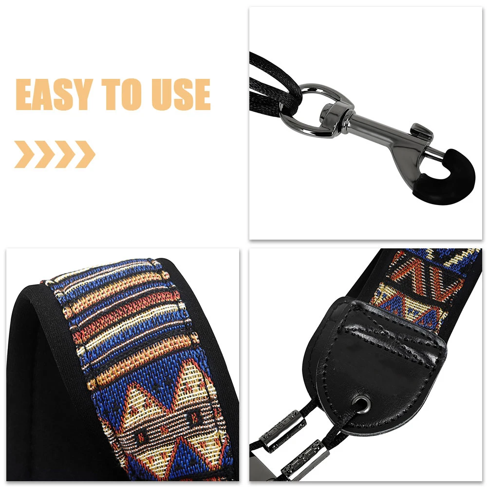 

Saxophone Strap Padded Neck Harness Adjustable Embroidered Shoulder Straps for Alto Instruments
