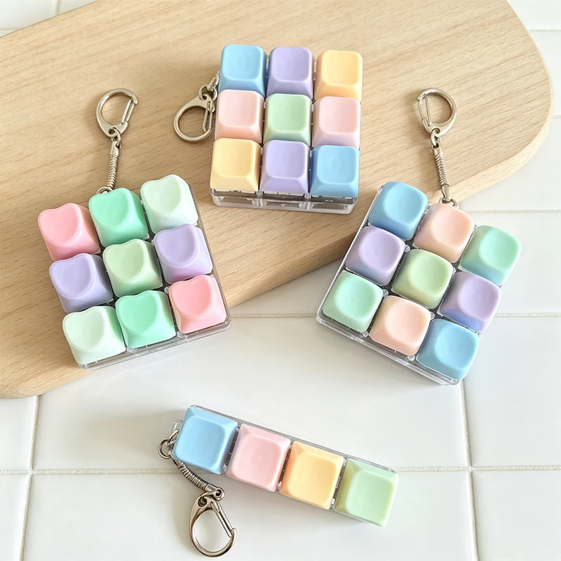 Decompression 4/9 Keyboard Key Fidget Toy For Adults Stress Relief Toys Anti Stress Finger Keyboard Games Keychain