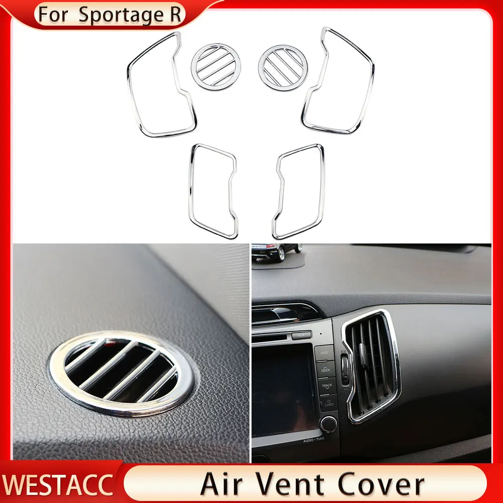 A/C Vent Cover Sticker Trim for Kia Sportage R 3 SL LHD 2011 - 2015 Air Conditioning ABS Chrome Car Interior Accessories