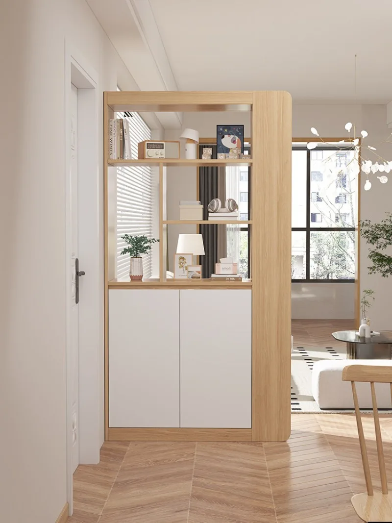 Solid wood log wind, living room double-sided storage, porch cabinet, locker, household integrated wall entry, shoe cabinet part