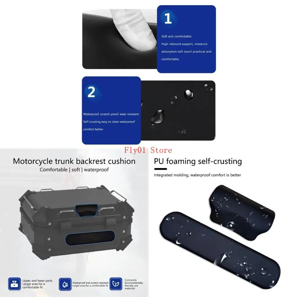 

Motorcycle Shockproof Rear Top Storage Luggage Cushion Pad Backrest 22L Capacity