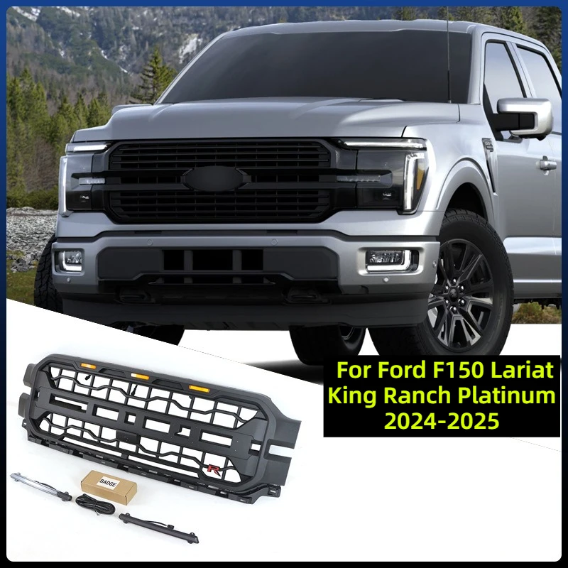 Modified Front Grille For Ford F150 Lariat King Ranch Platinum 2024-2025, Car Front Bumper Grill Replacement Part